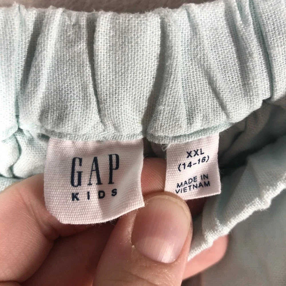 Gap Kids Linen Button Front Skirt Size 14/16 Sea foam Green Spring Party Beach